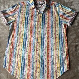 NWOT! Robert Graham Multicolor Striped Short-Sleeve Button-Down Shirt
